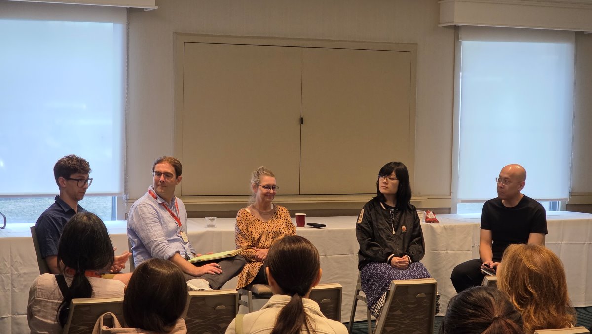 Live podcast recording with Ian Schon, Joe Crace, Lisa Vanness, Iris Au, and Daryl Lim.